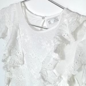 Zara White Frilly Lace Top